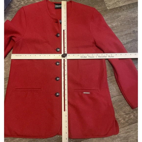 Geiger Tyrol Austria Boiled Pure Wool Button Up Cardigan Jacket Red 36 Small Med - Picture 2 of 7